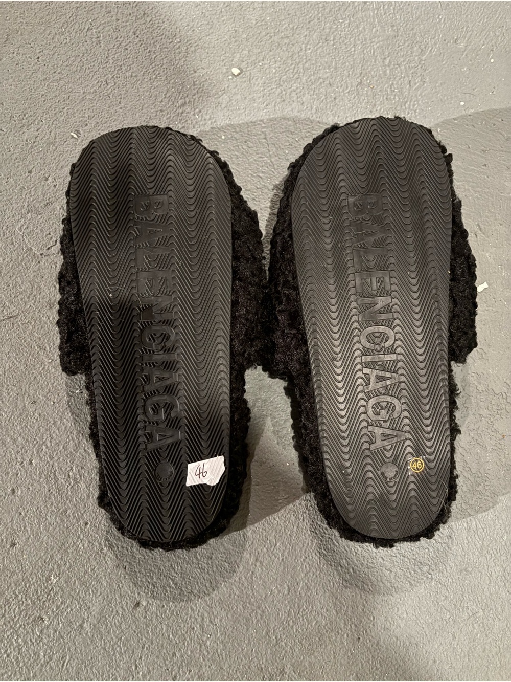 Balenciaga Black Sherpa Logo Slide Sandals with Red & White Accent - Picture 5 of 6